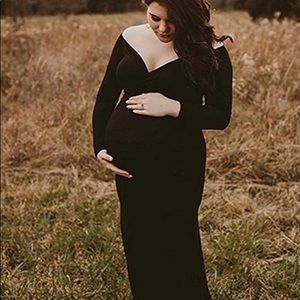 Maternity Gown - Black Off Shoulder